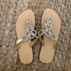 Rhinestone Flat Sandals with Jeweled Crystals